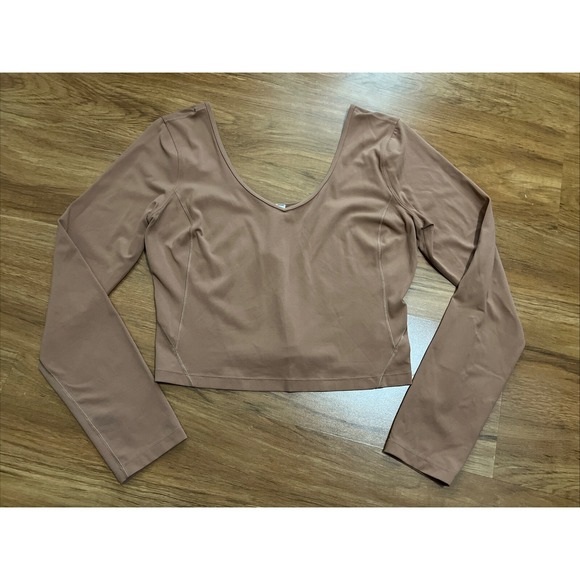 lululemon athletica Tops - Lululemon Align Long Sleeve V Neck Crop Top Shirt  Size 10 Dusty Clay